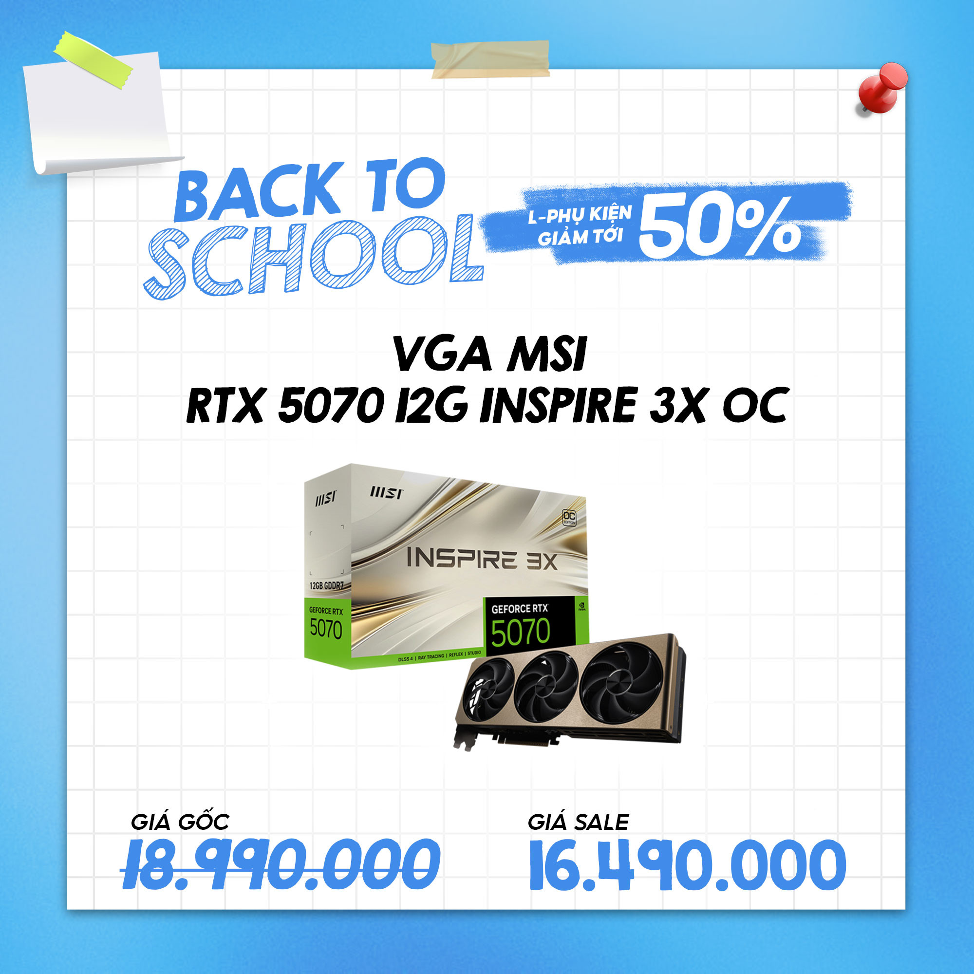 VGA MSI RTX 5070 12GB INSPIRE 3X OC