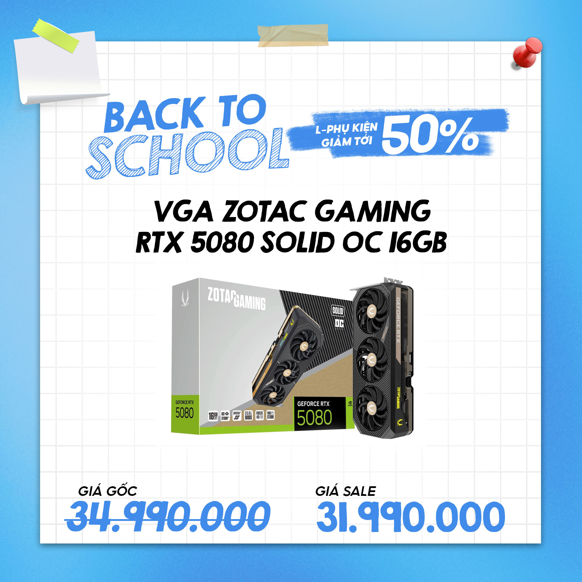 VGA Zotac Gaming RTX 5080 SOLID OC 16GB