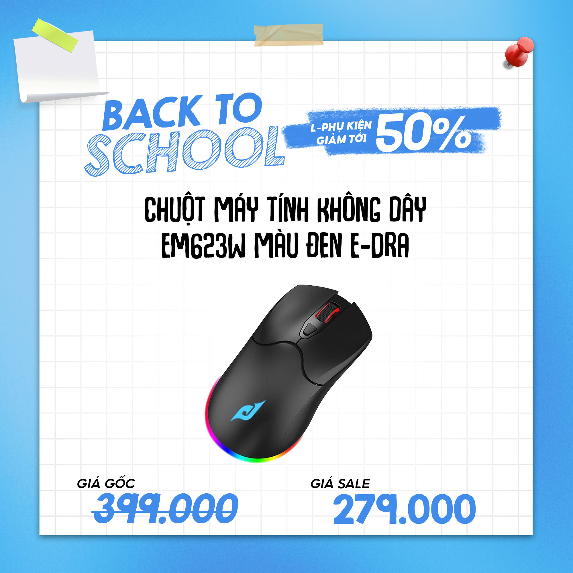 Chuột máy tính không dây EM623W EDRA đen