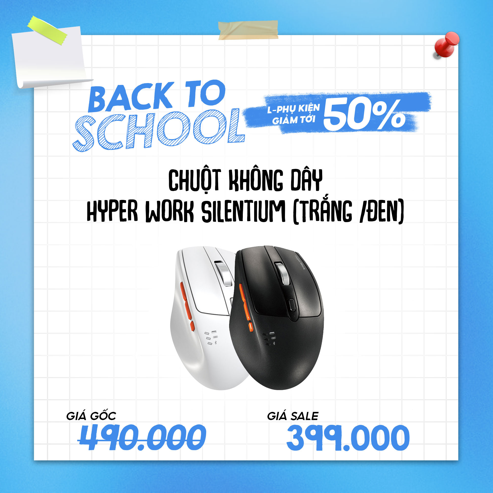 Chuột không dây HYPER WORK SILENTIUM (trắng/đen)