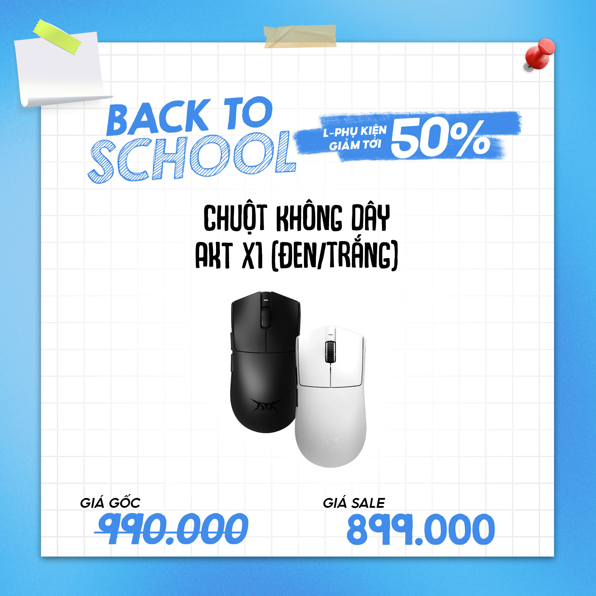 Chuột không dây AKT X1 (đen/trắng)