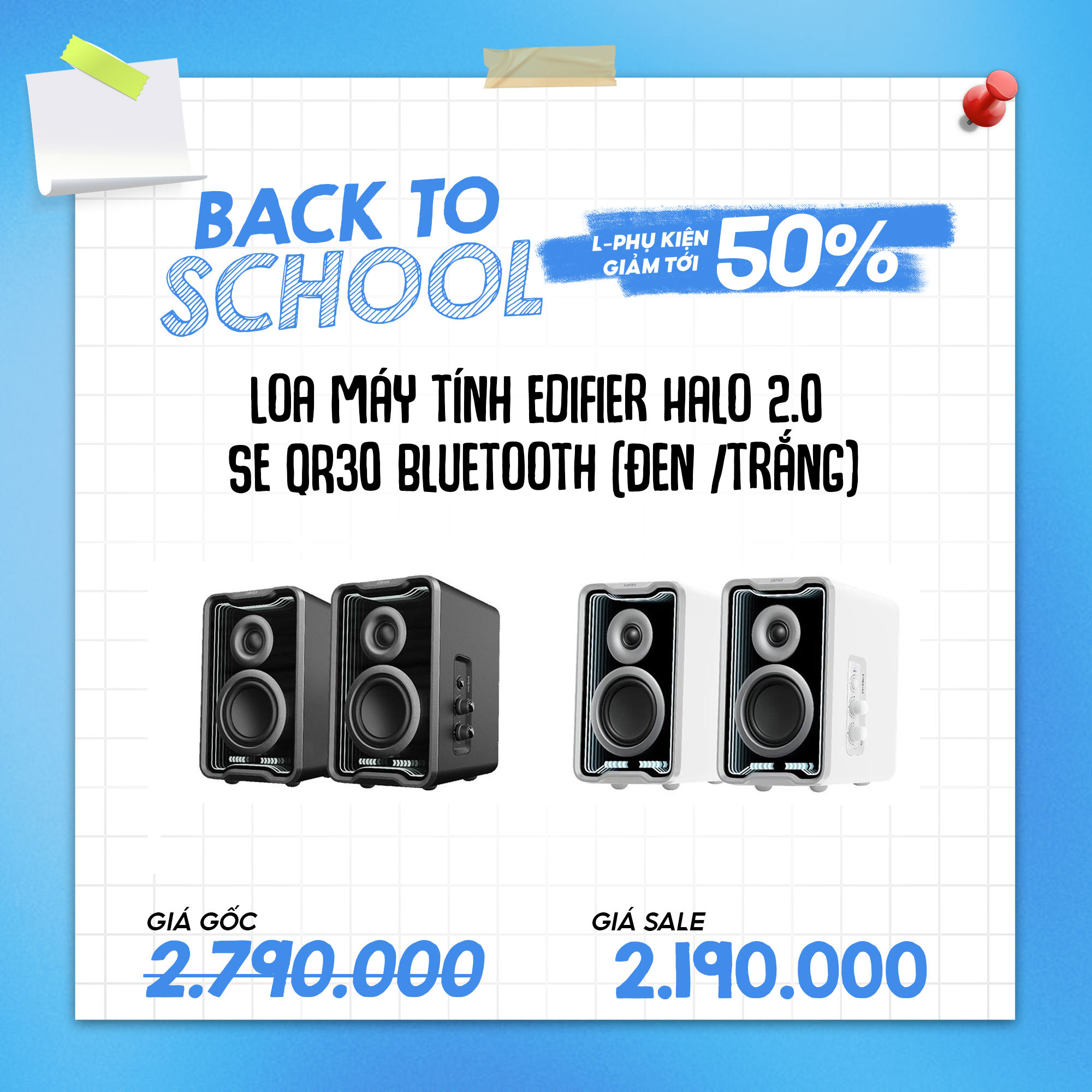 Loa máy tính EDIDIRE HALO 2.0 SE QR30 bluetooth (đen/trắng)