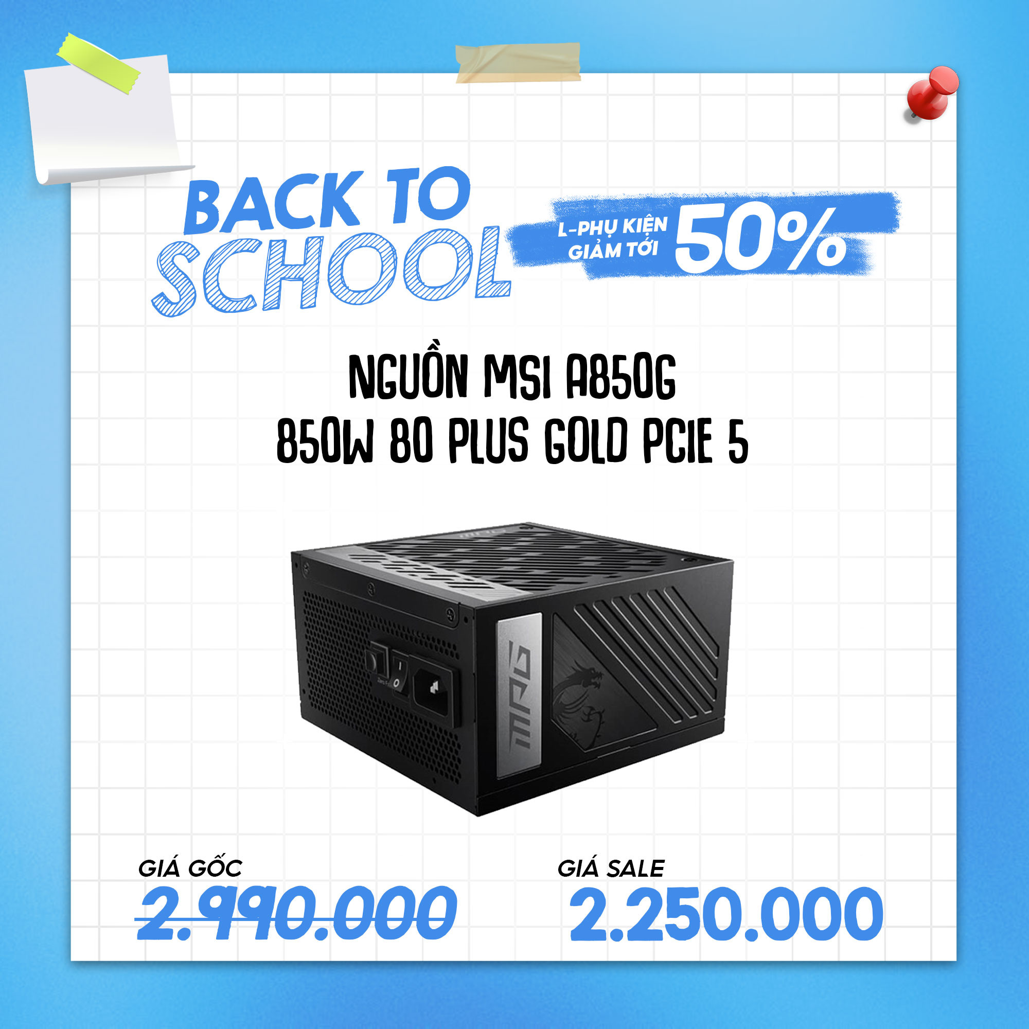 Nguồn MSI A850G 850W 80 PLUS GOLD PCIE 5