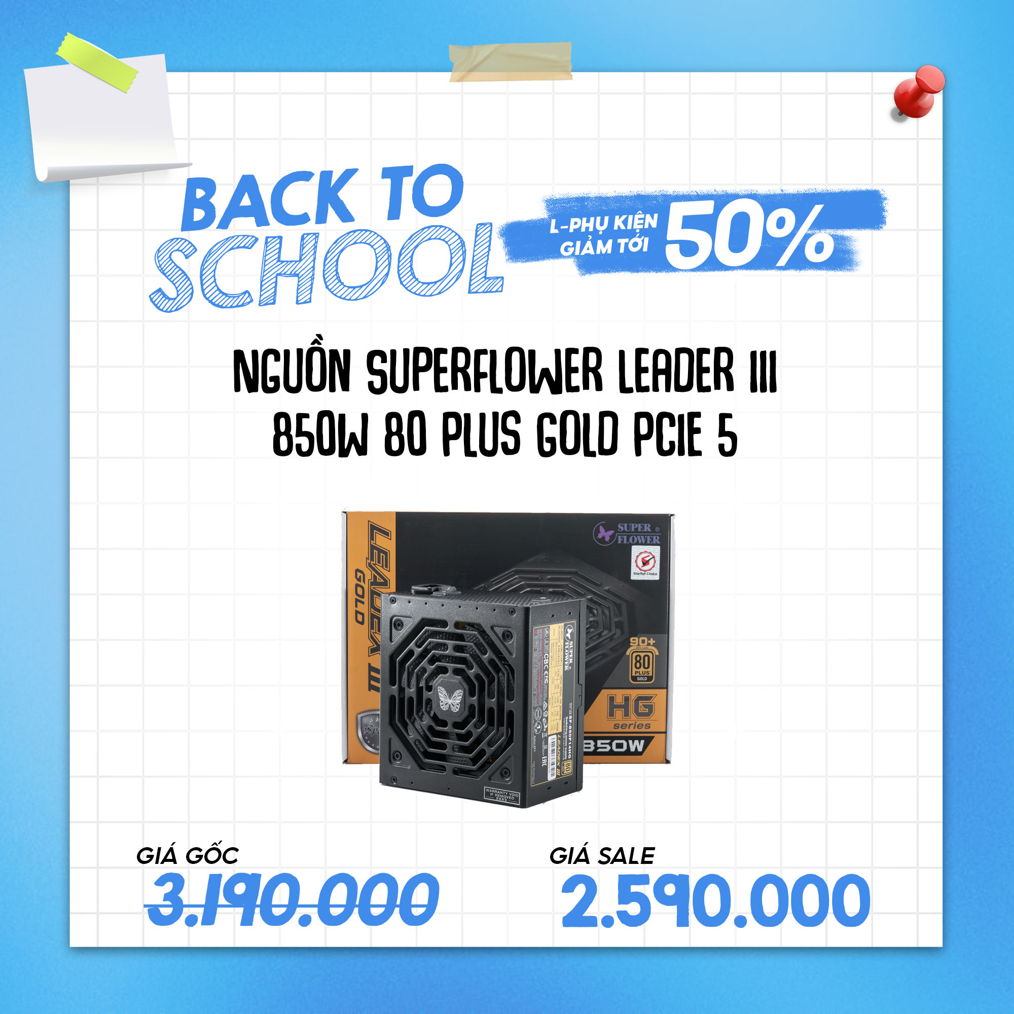 Nguồn SUPERFLOWER LEADER III 850W 80 PLUS GOLD PCIE 5