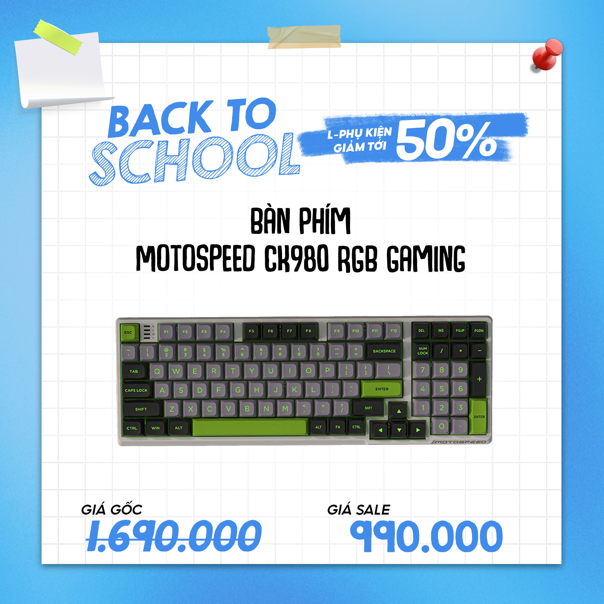 Bàn phím MOTOSPEED CK980 RGB GAMING