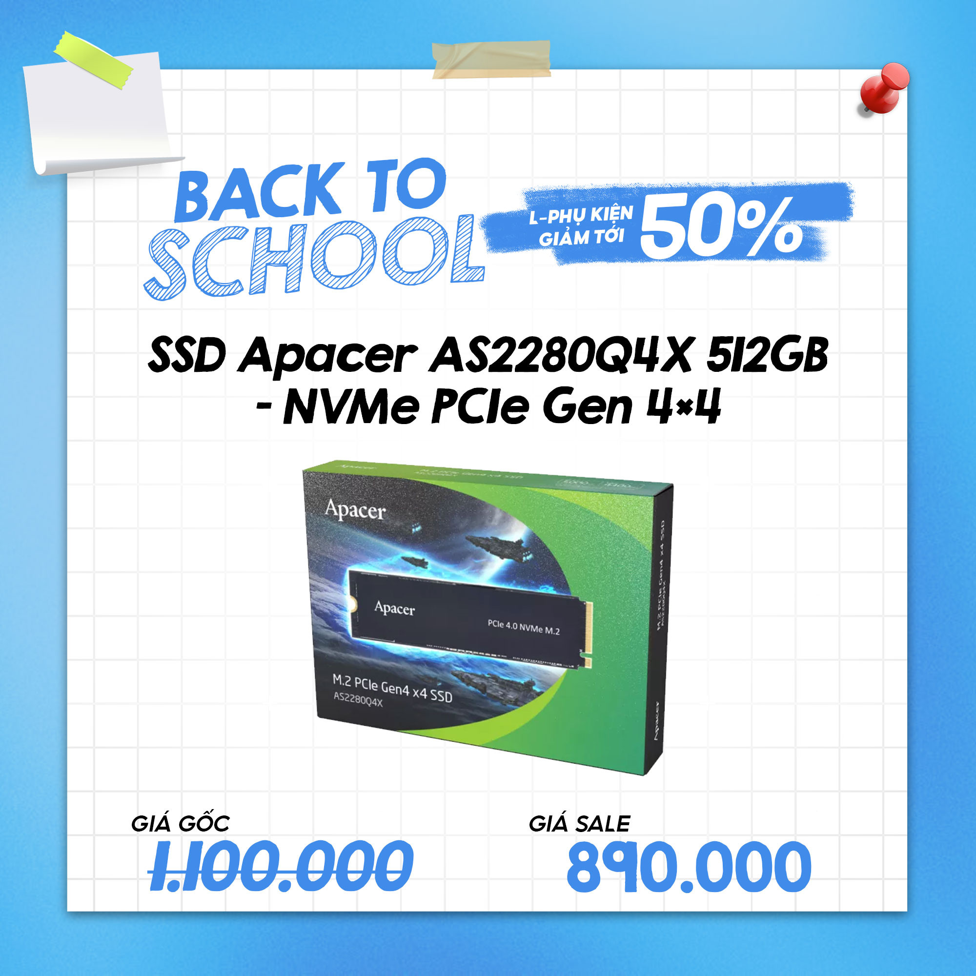 SSD Apacer AS2280Q4X 512GB NVMe PCLe Gen 4x4