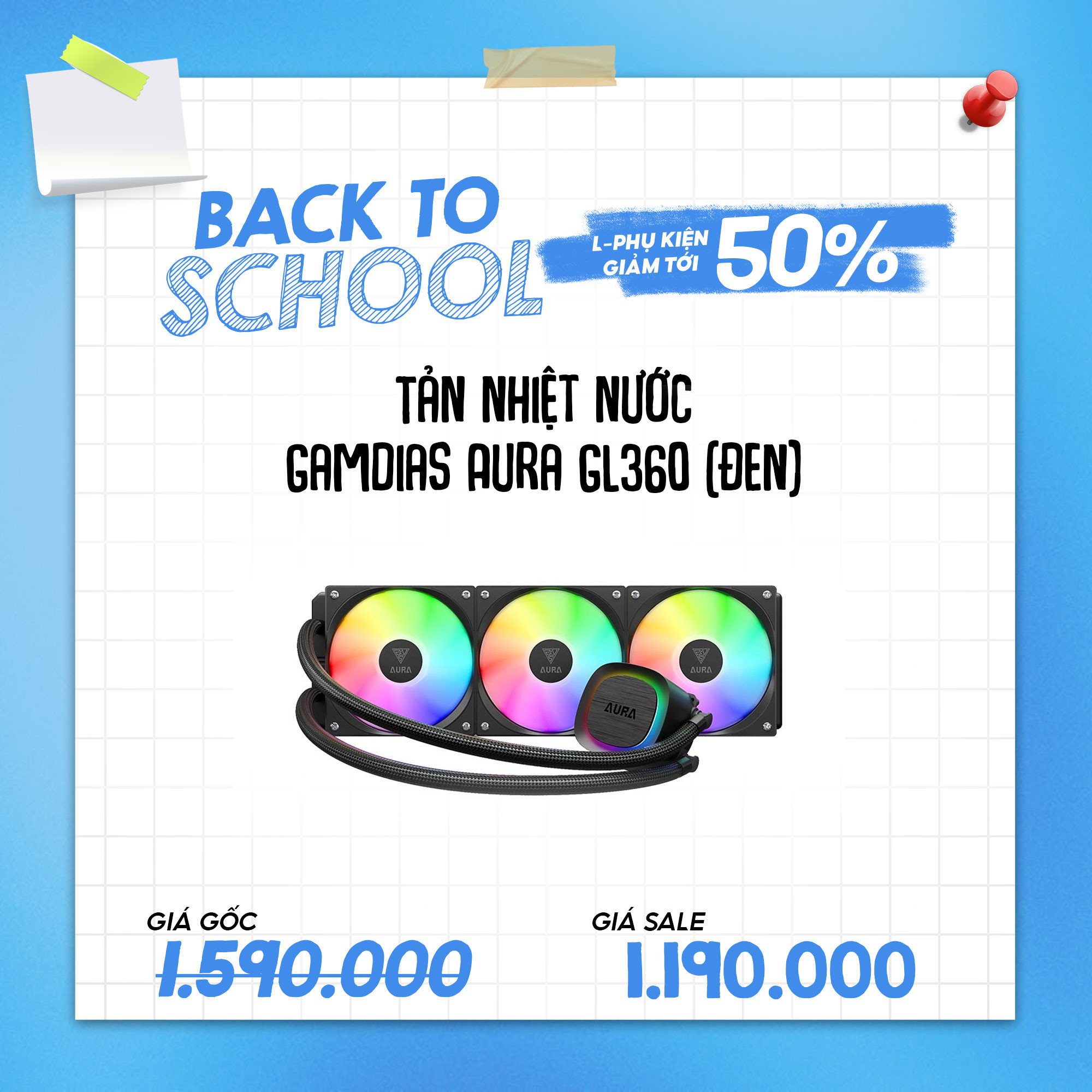 Tản nhiệt nước Gamdias Aura GL360 (đen)